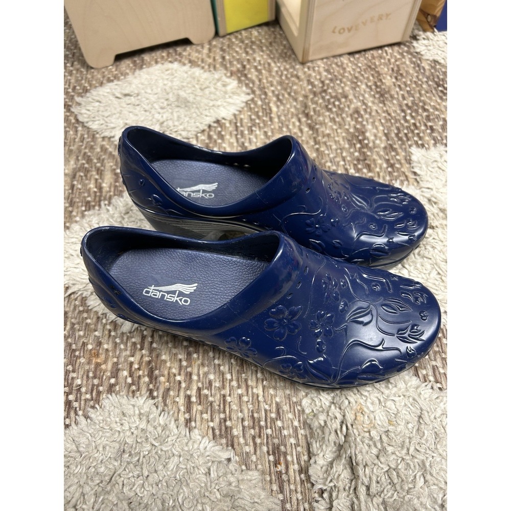 Dansko Navy Blue Floral Clogs